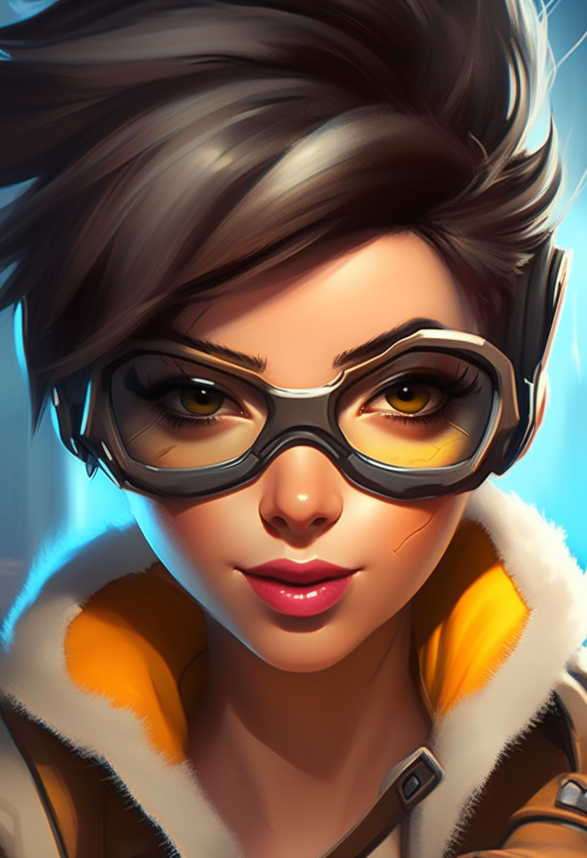 a portrait of tracer from overwatch game