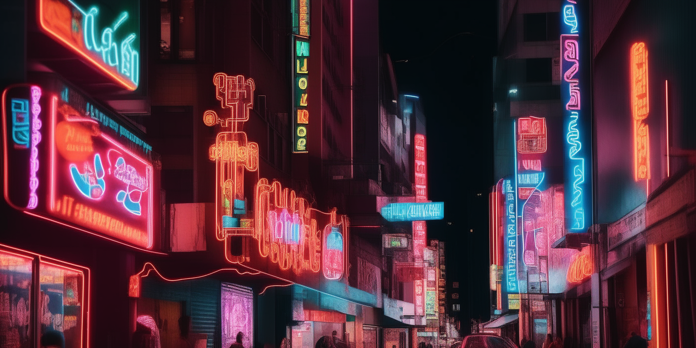 a city street filled with lots of neon signs