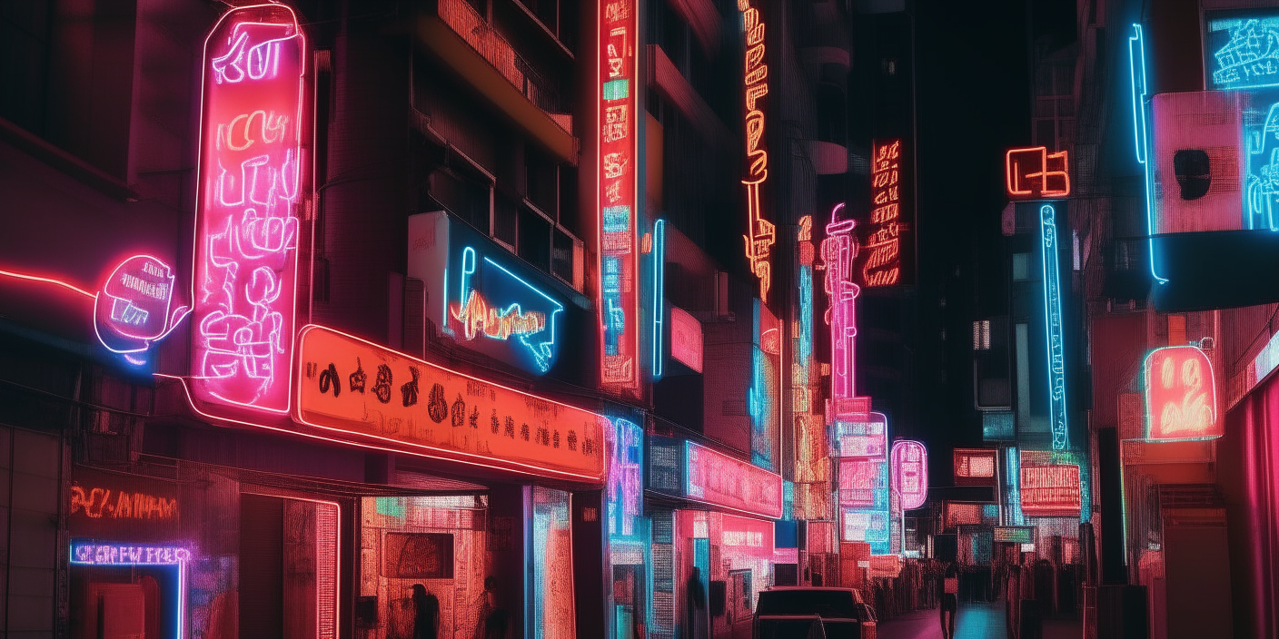 a city street filled with lots of neon signs