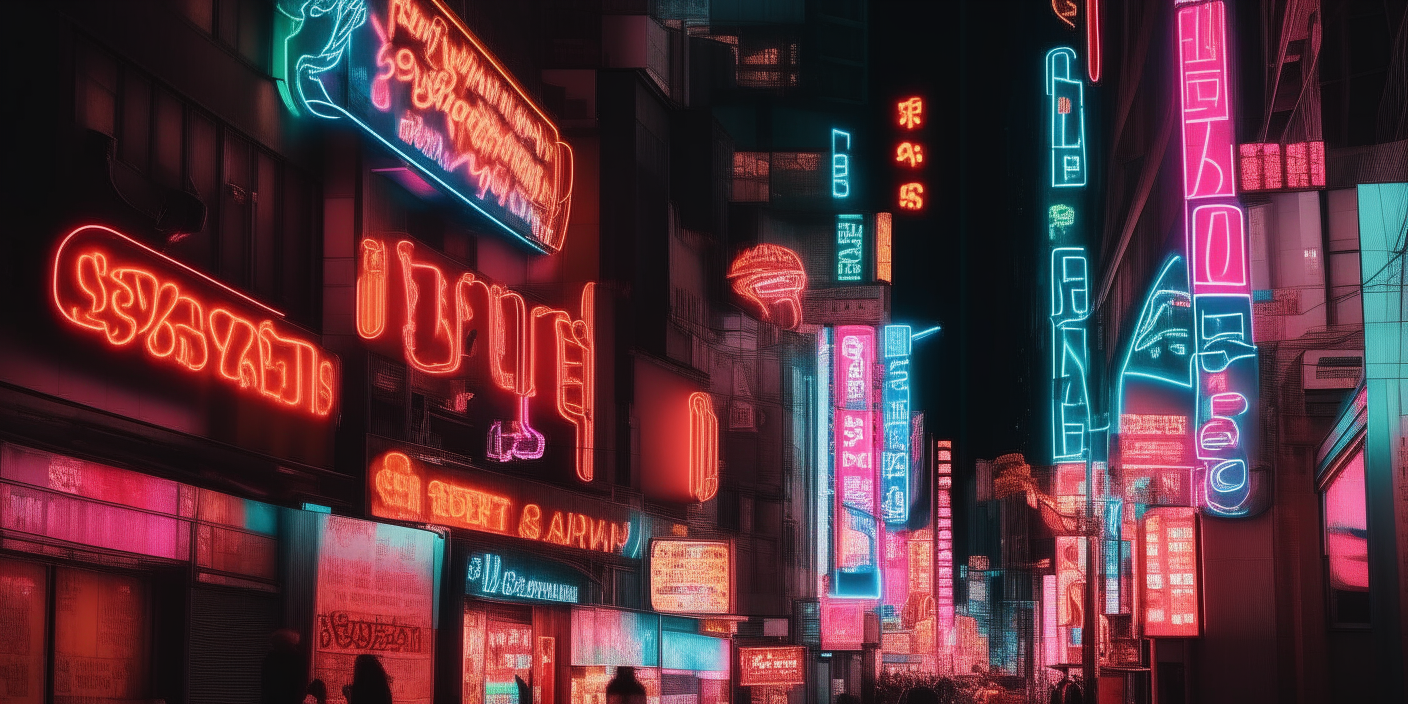 a city street filled with lots of neon signs