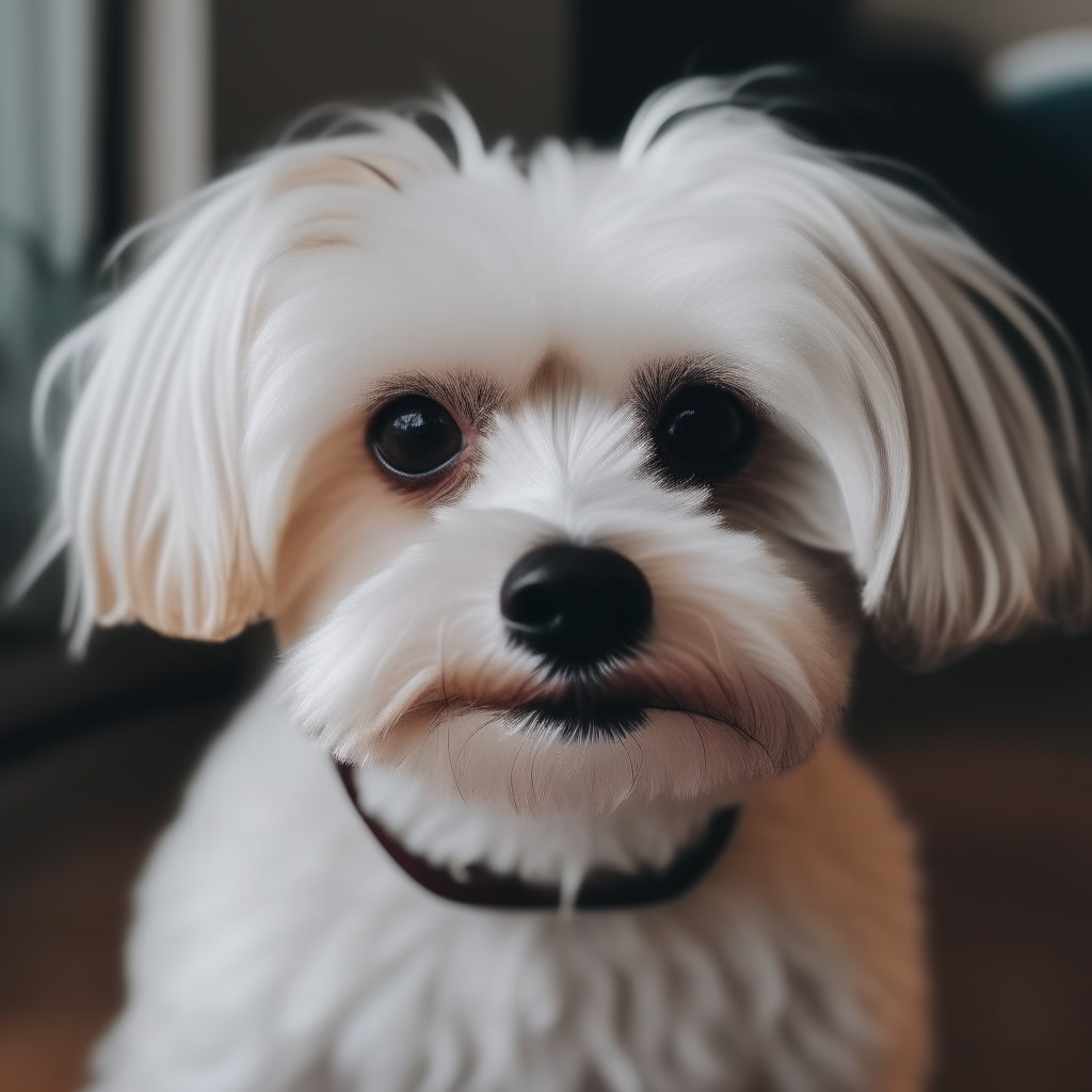 a small white dog looking at the camera