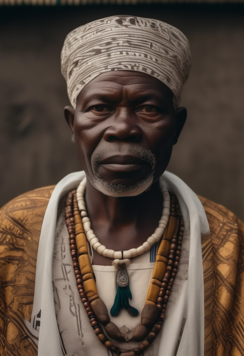 Yoruba man with tribal mark and traditional attire