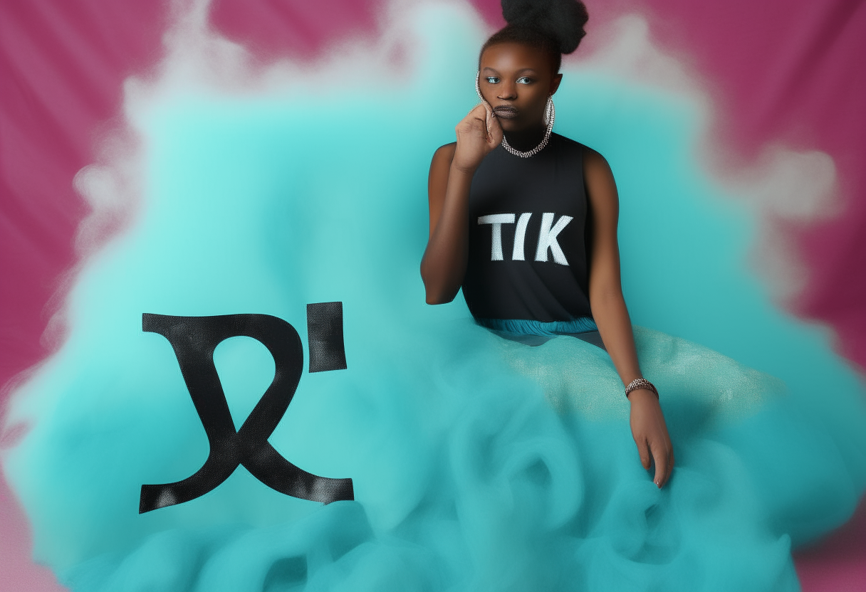 Create the word “TIKTOK “ on African fabric with sky blue smoke around it.  Make the word “TIKTOK“  large and bold