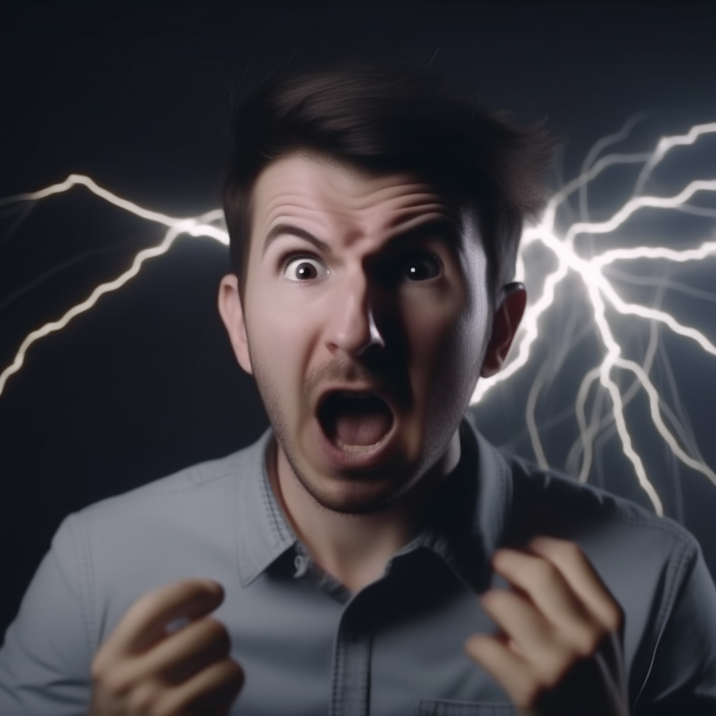 electrifying man talking to camera
