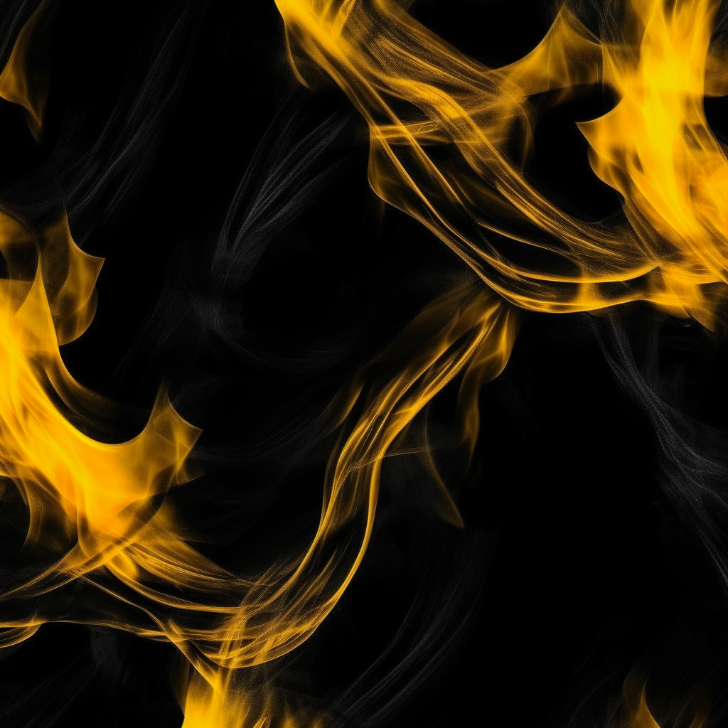 black flames with yellow streaks
