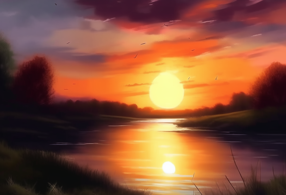 Beautiful sunset painting 4k,cinematique ultra realiste