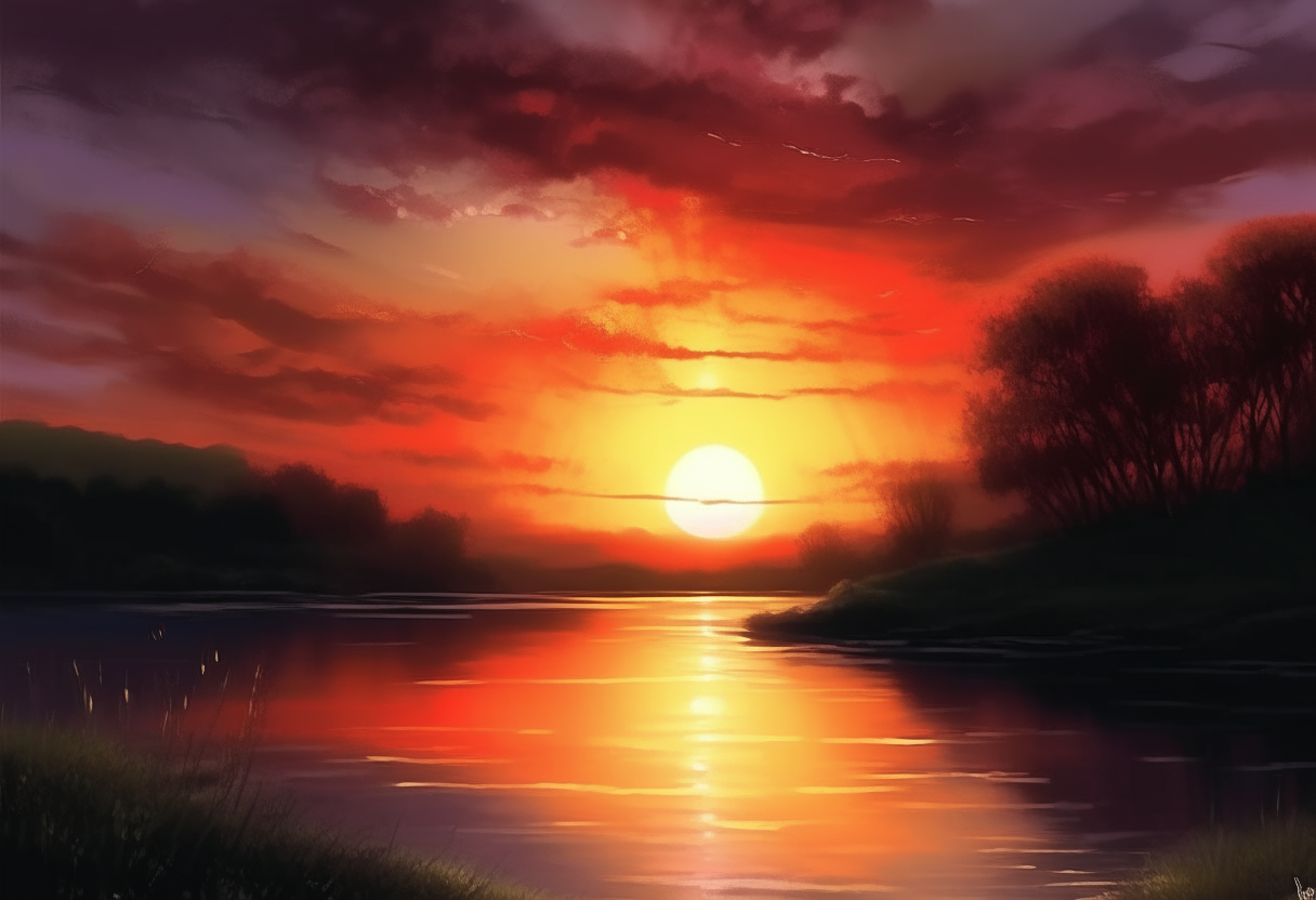 “Beautiful sunset painting 4k,cinematique ultra realiste”