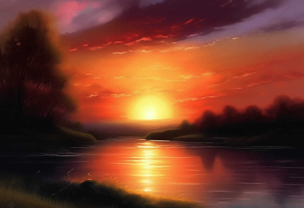 “Beautiful sunset painting 4k,cinematique ultra realiste”