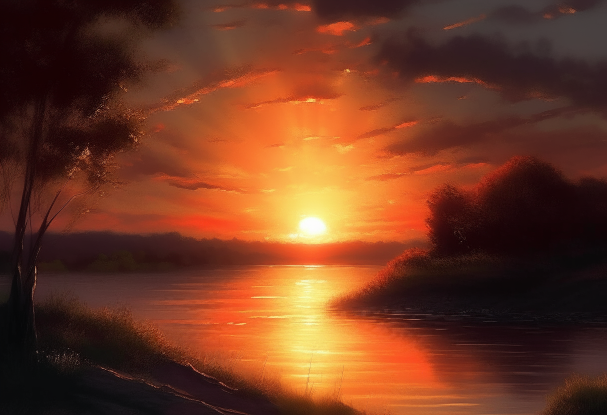 nice sunset painting 4 k cinematique ultra realiste