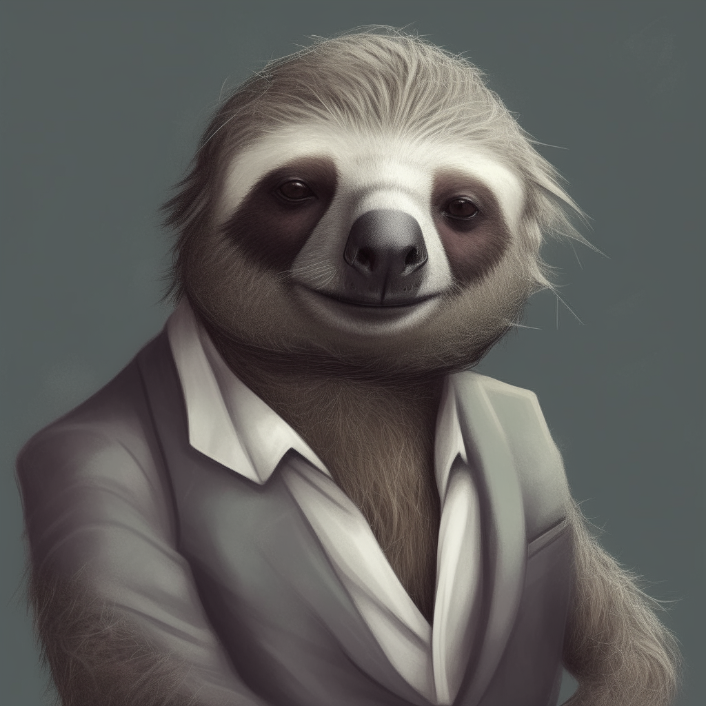 gray man who is part sloth