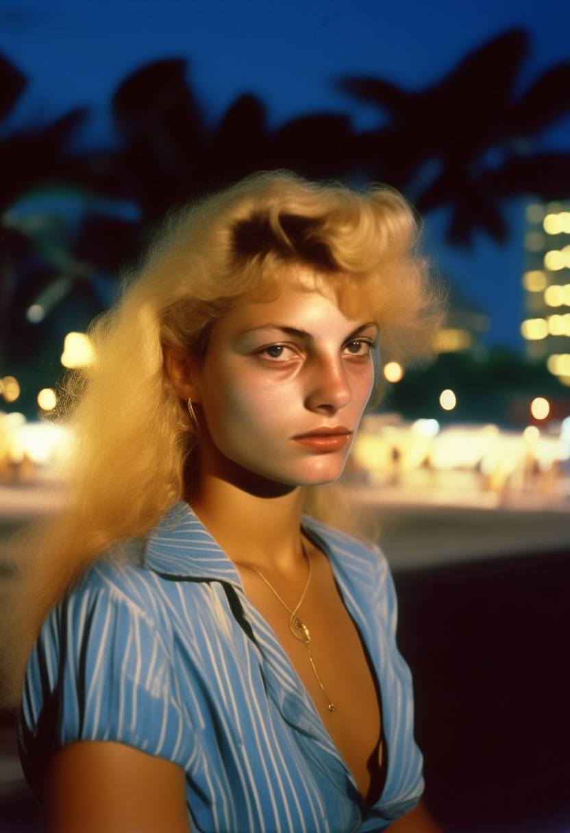 bealty womans blond in Miami Beach night 80s