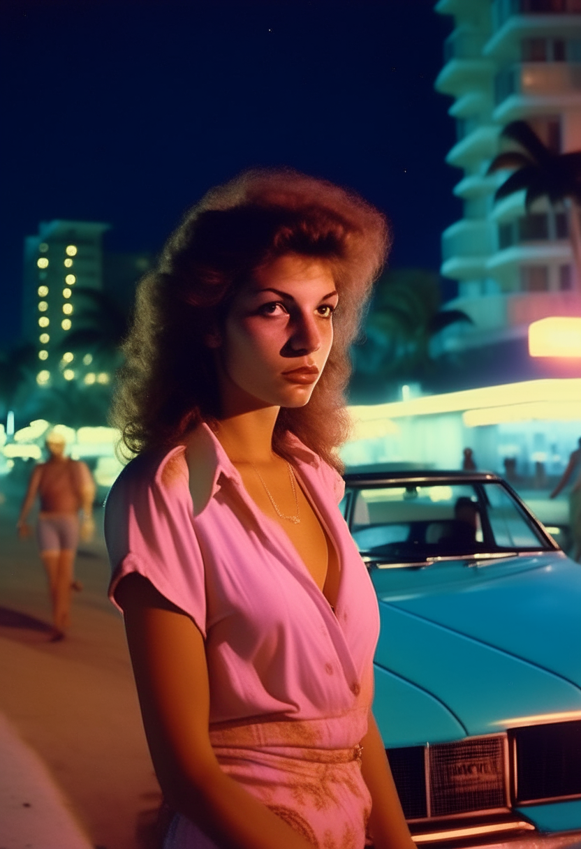 Miami beach night 80s woman bealty