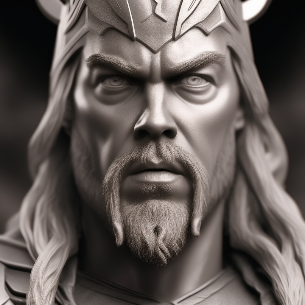 detailed face of thor facing camera