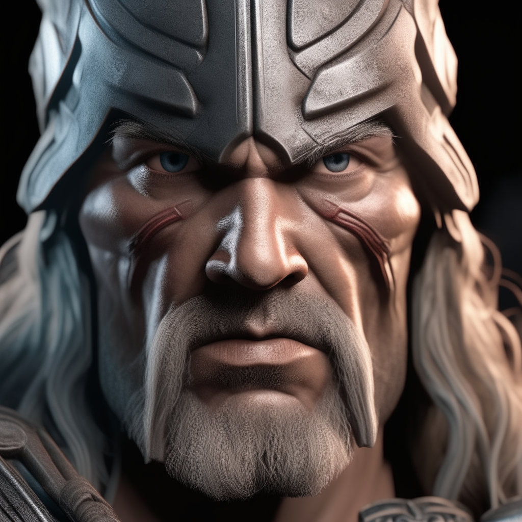 detailed face of thor facing camera wrinkled skin