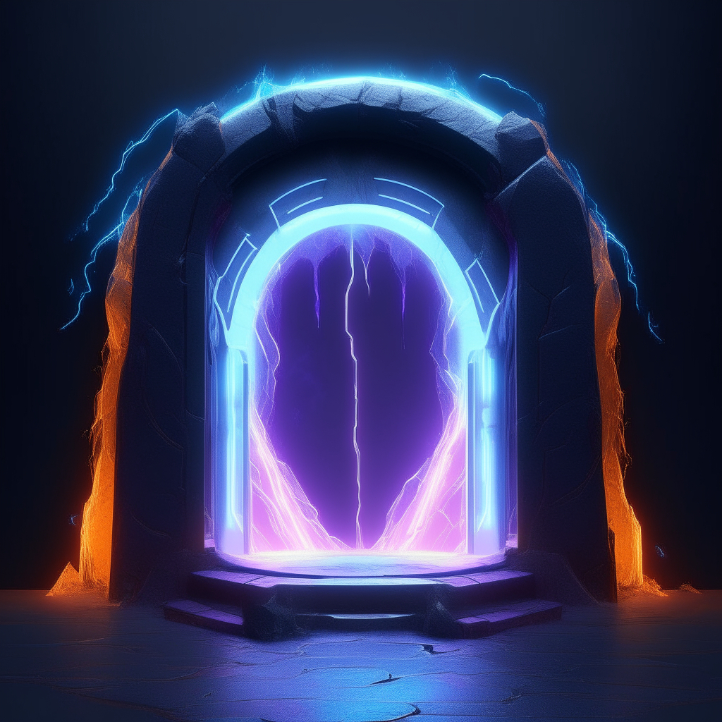 nether portal, energy pulse, portal, varying colours and styles white lightning