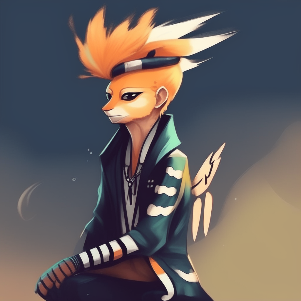 Handsome anime hoopoe man , with different colours 