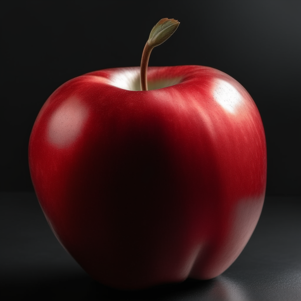 a large juicy red apple with smooth shiny skin and a sweet fruity aroma, detailed photo