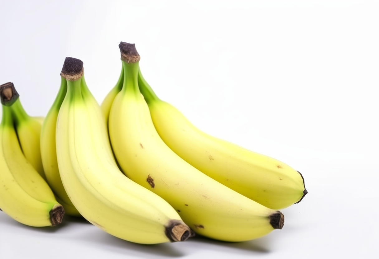 an advertisement for bananas, studio lighting, on white background