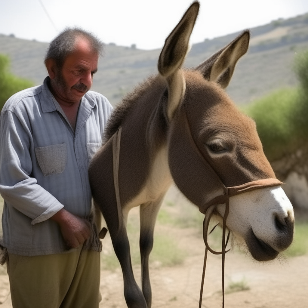 Hombre montando un burro loco