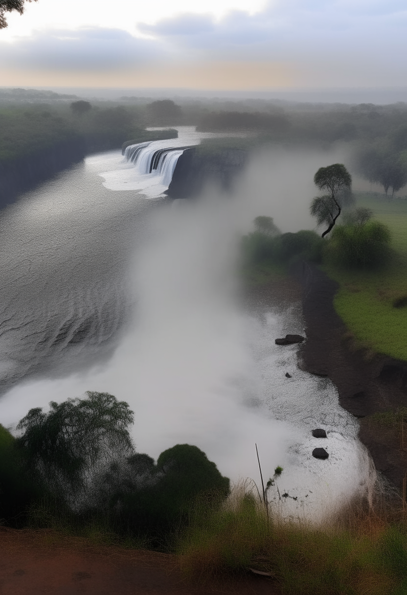 Victoria Falls, with dew moving around