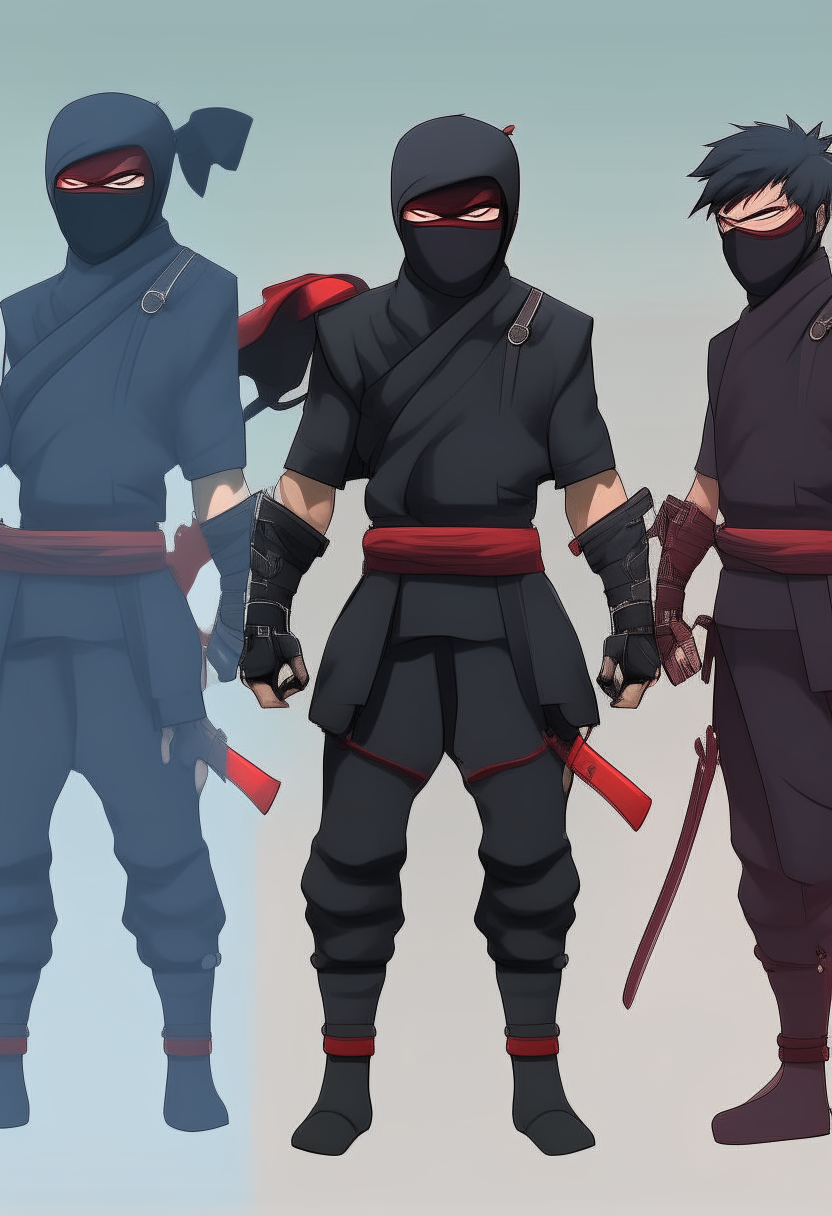 Design me new Ninja hero anime , with new look and different colours 