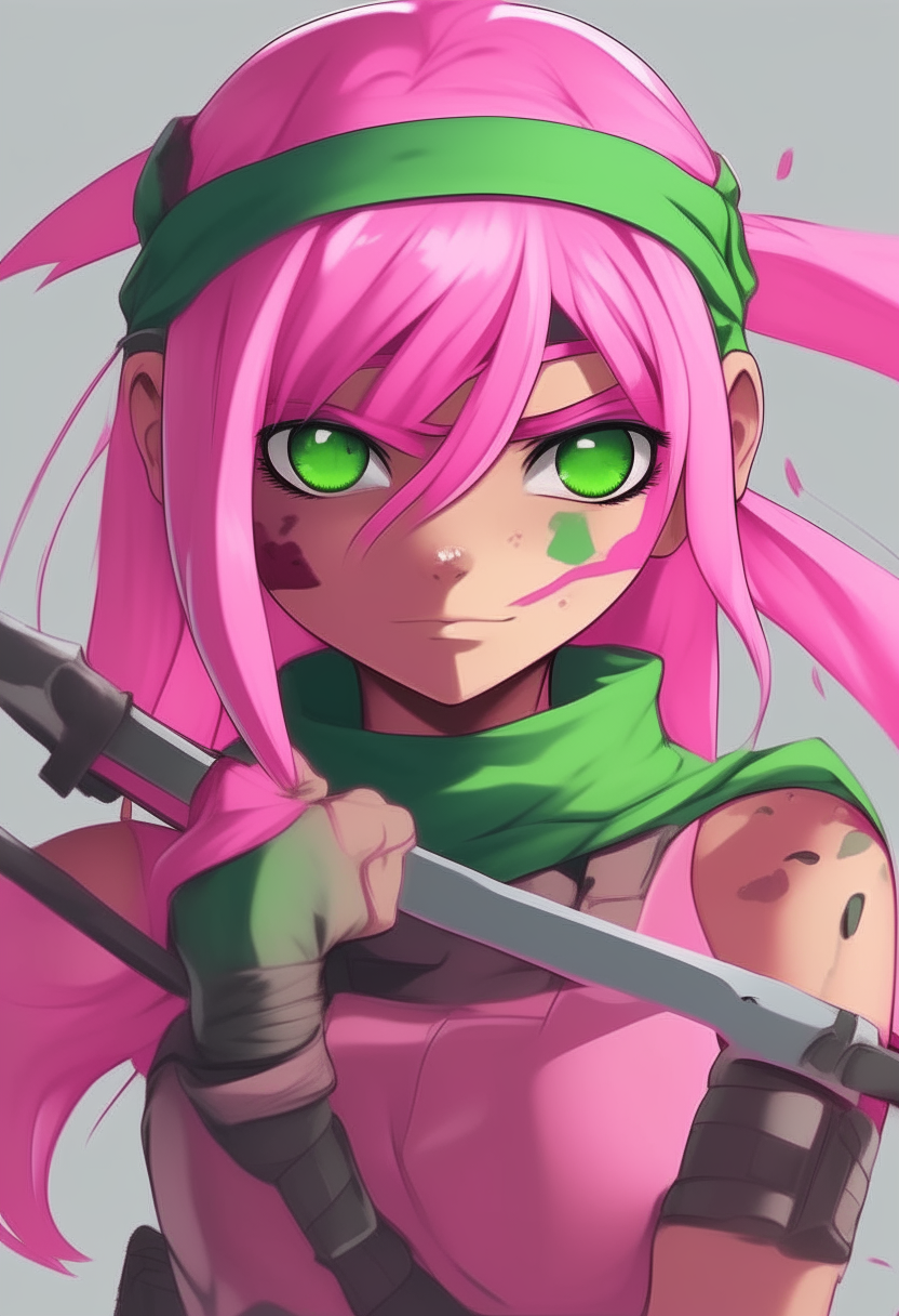 Create me  pink Ninja Turtle   girl anime , with new style 