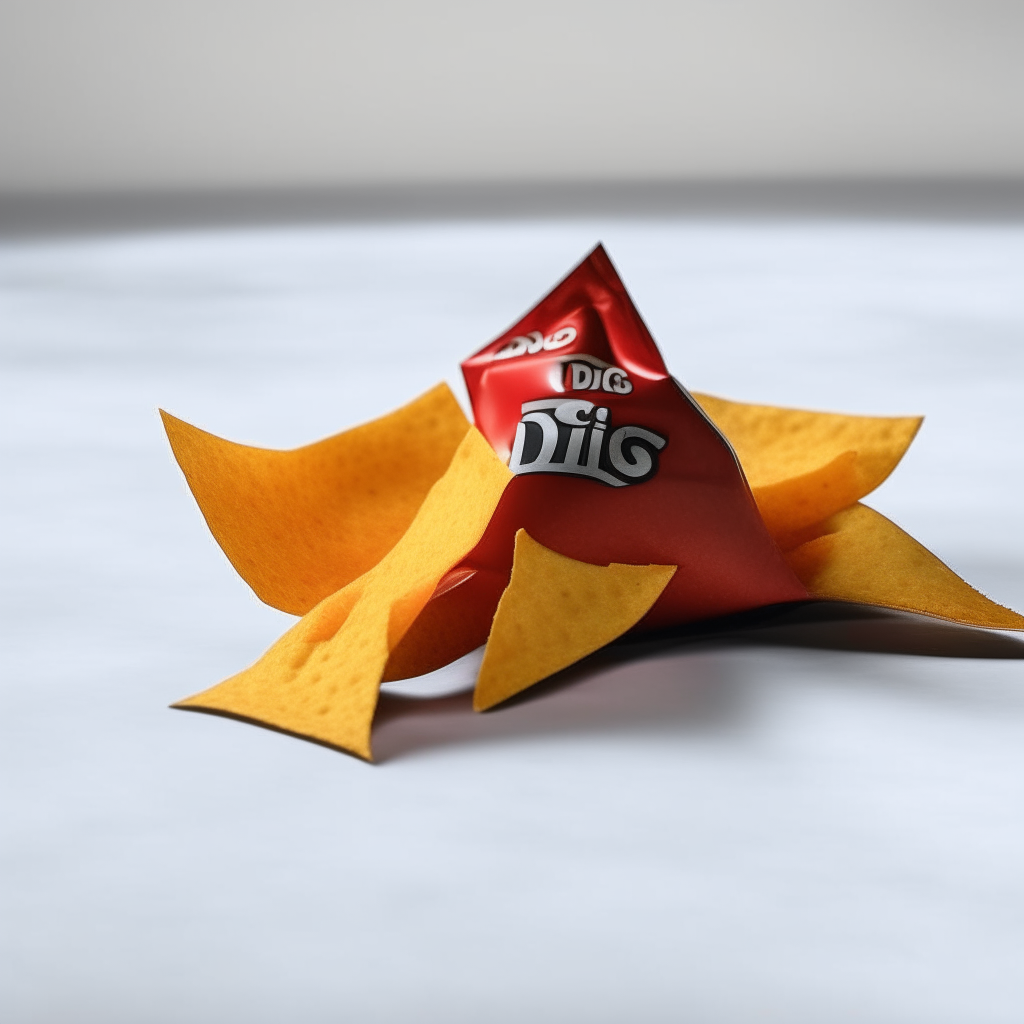 a red doritos nacho cheese chips bag laying on a black table