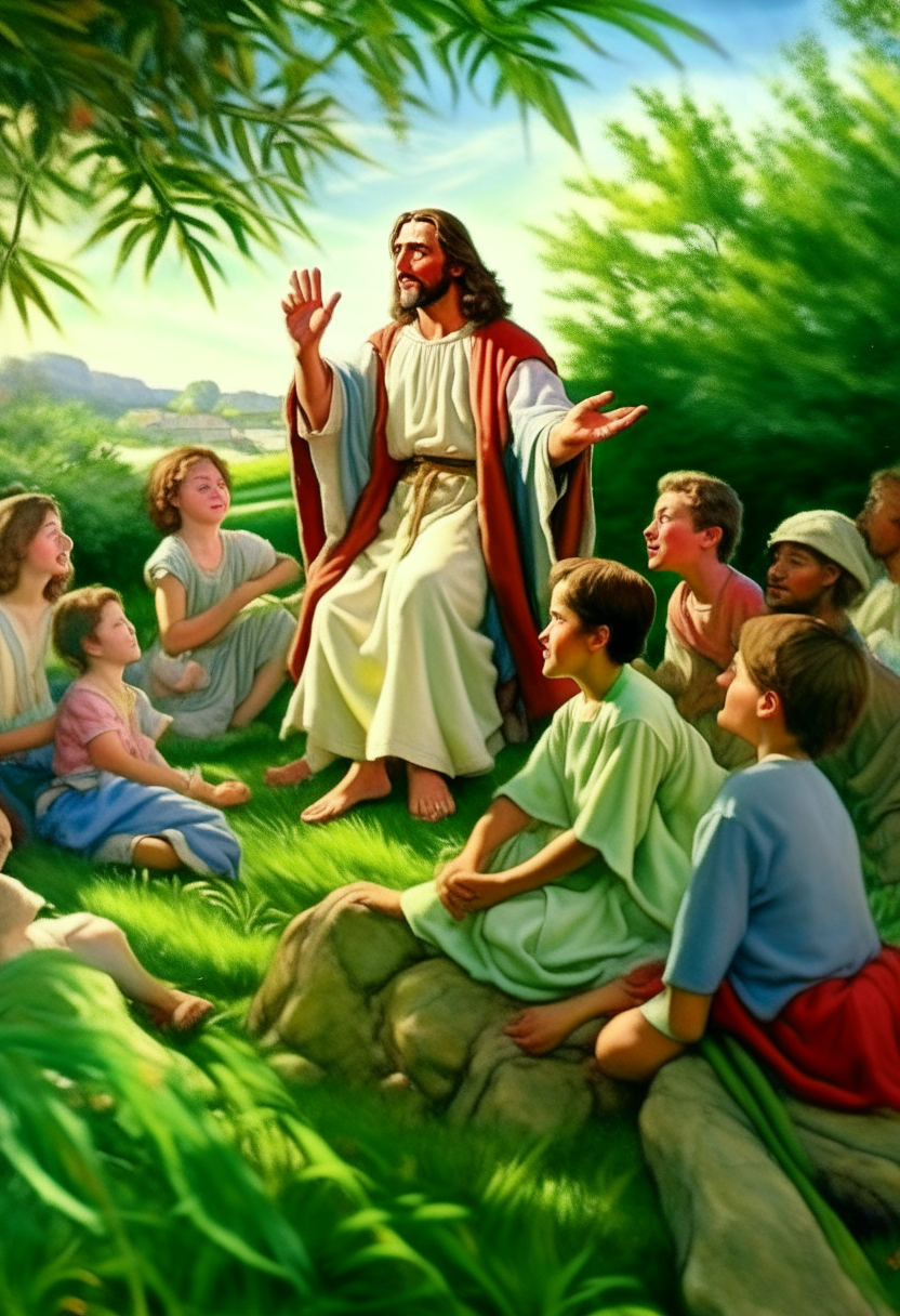 Jesus teaching the Beatitudes