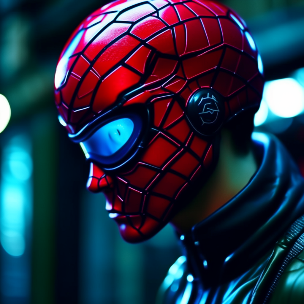 Give it a spider-man like helmet. handsome, video still, HQ