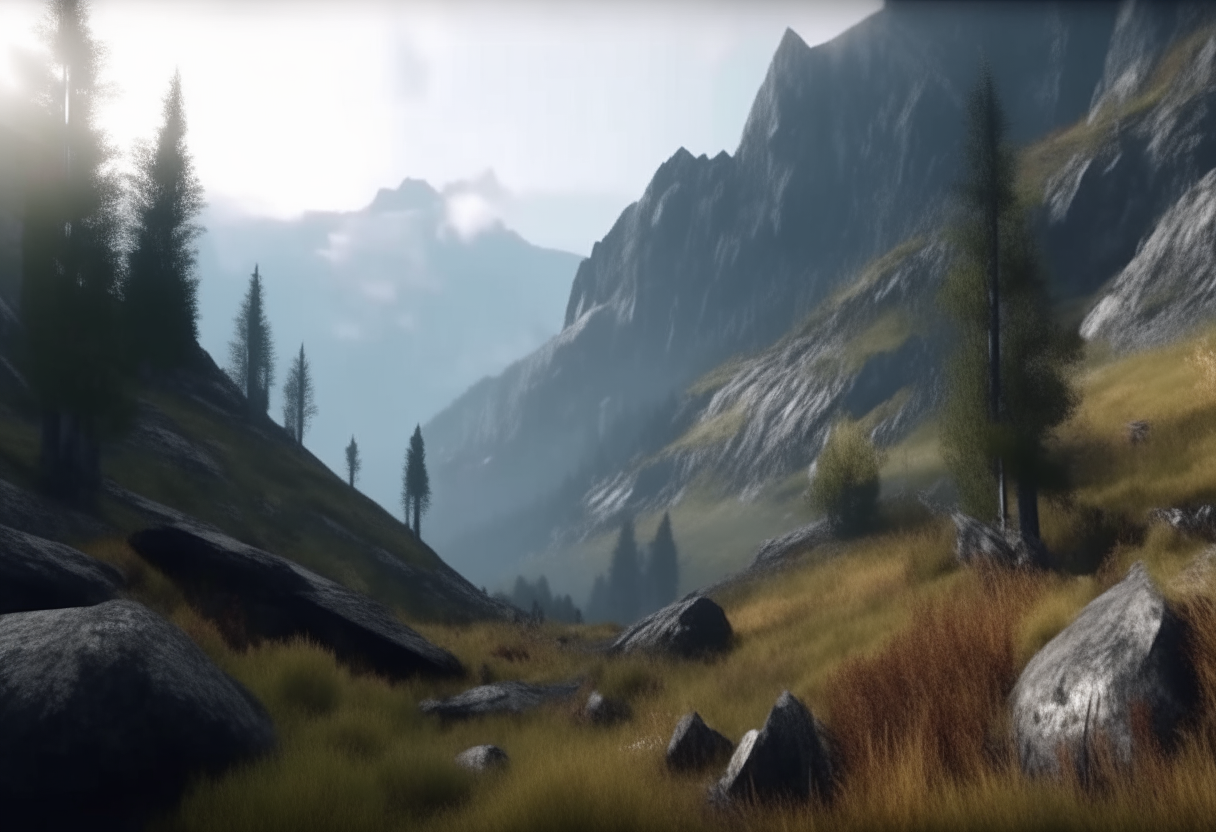 wilderness and steep terrain..  4k cinematique ultra realist