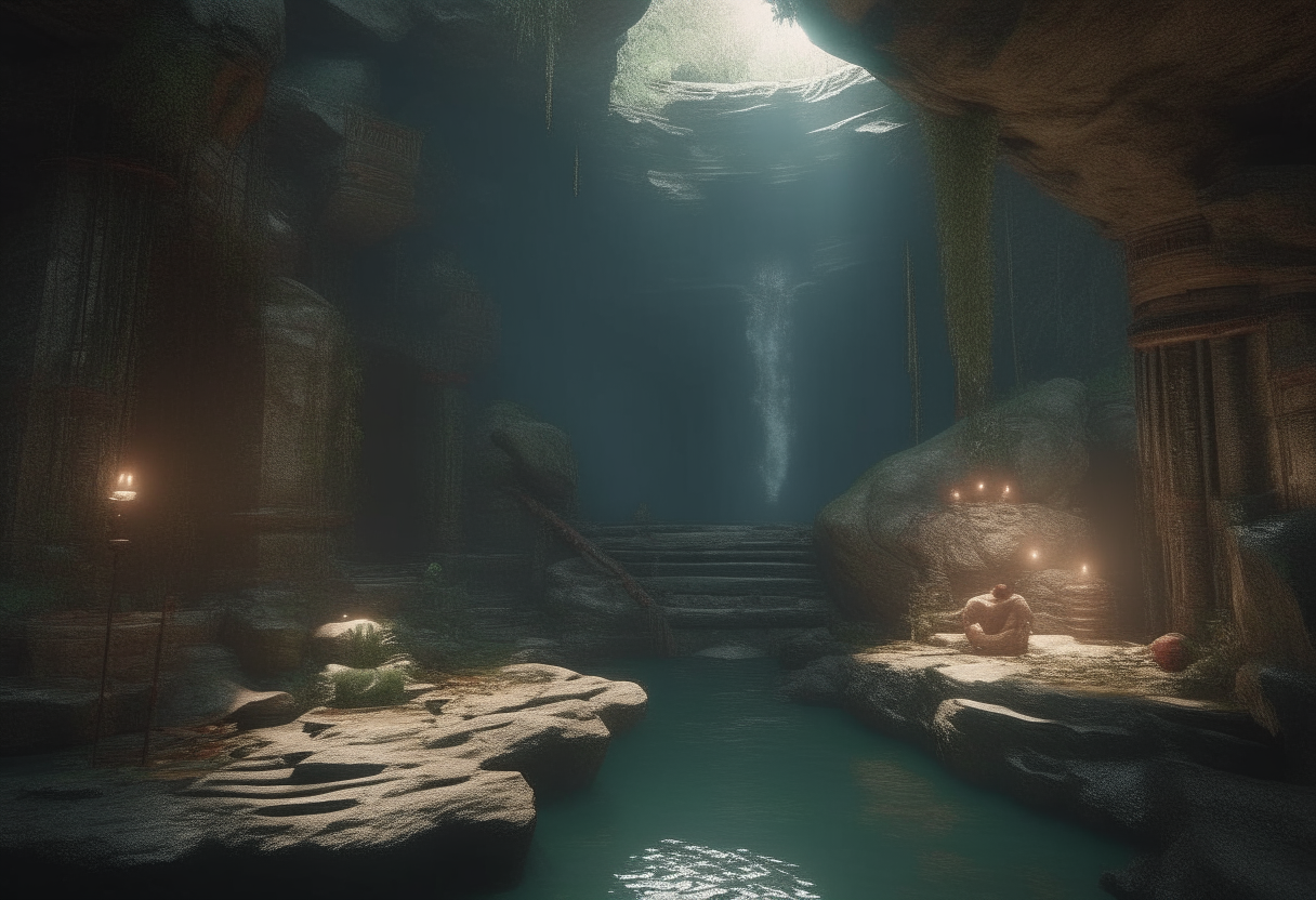 they finally reached the sacred grotto where the legendary jewel was supposed to rest...  4k cinematique ultra realist