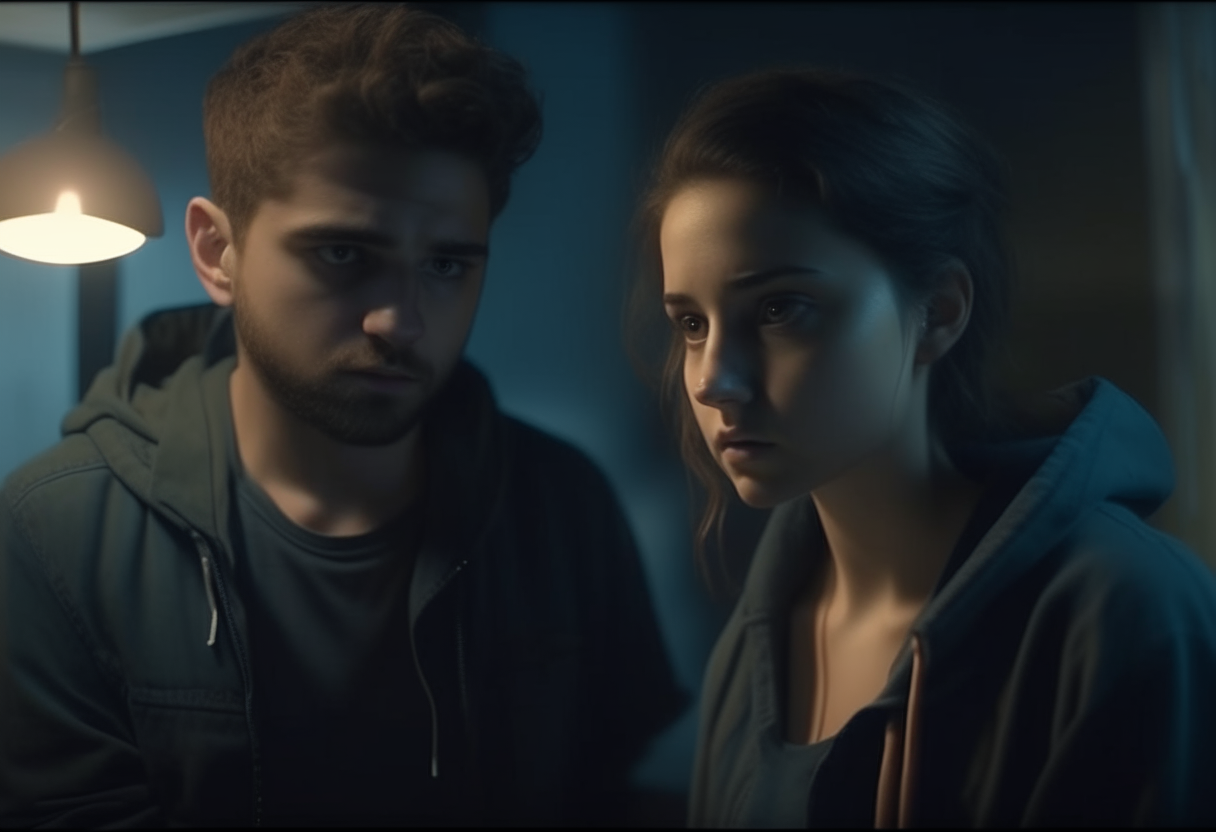 Night fell, and Liam and Maya set about solving the riddle...  4k cinematique ultra realist