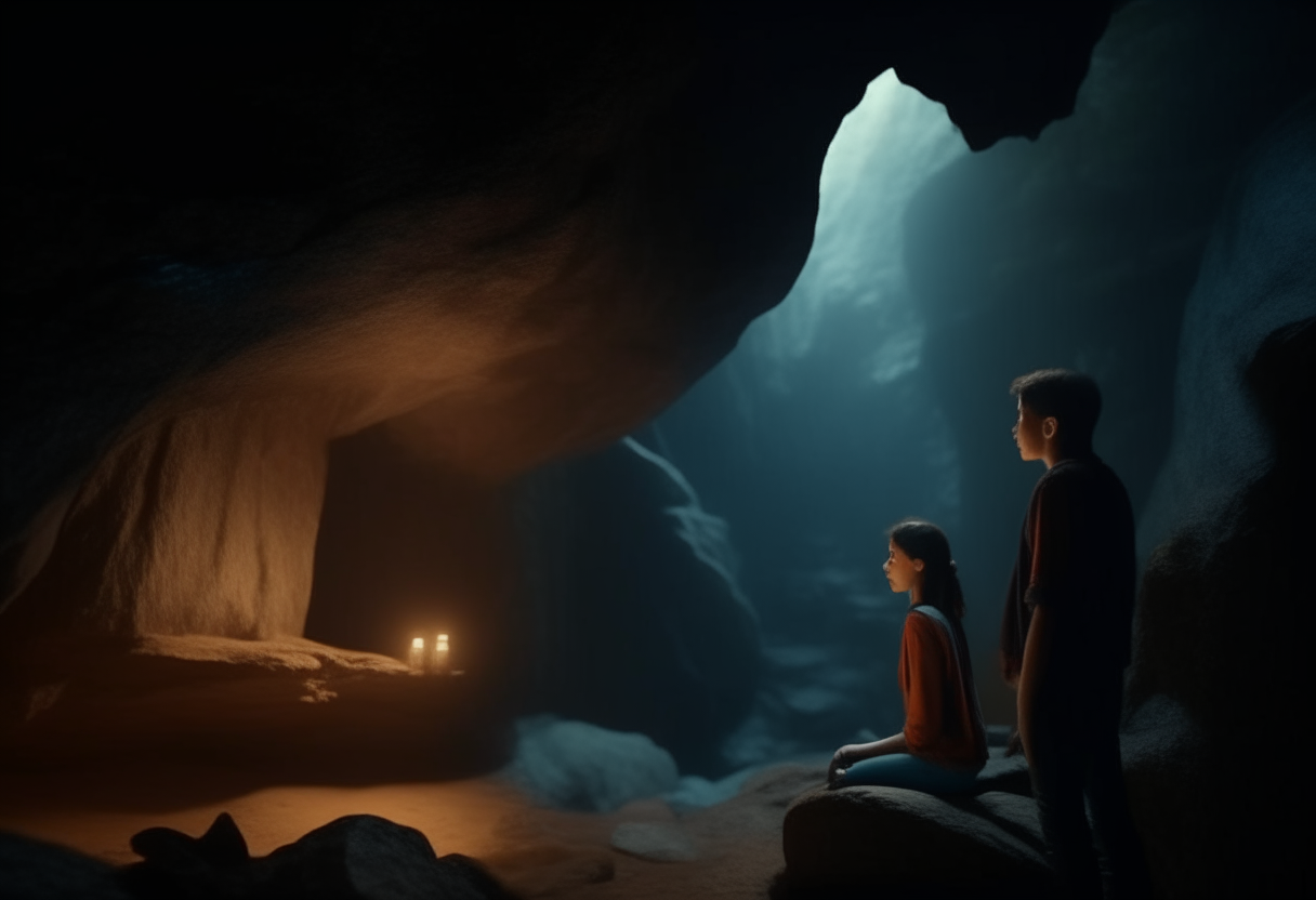 Night fell in the cave, and Liam and Maya set about solving the riddle...  4k cinematique ultra realist