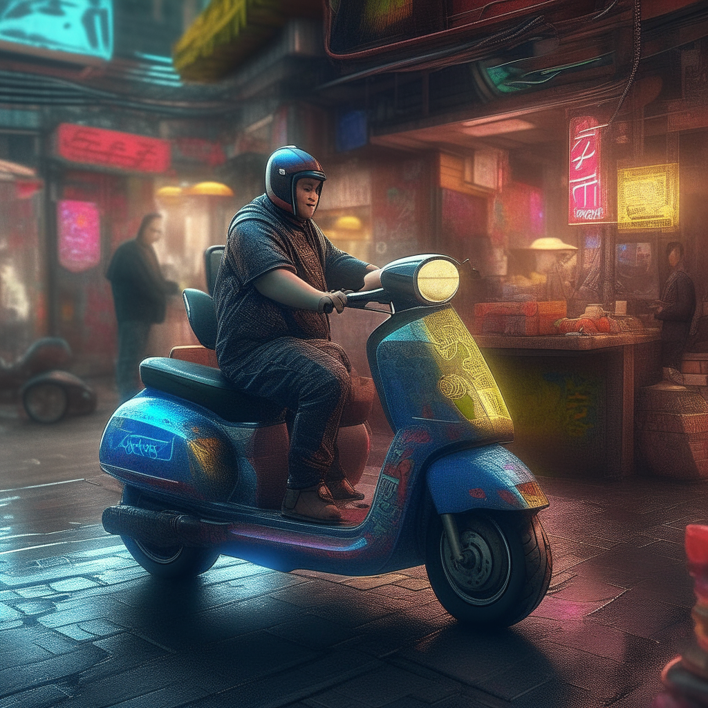 https://playgroundai.com/search?q=Fat+superman+riding+an+old+vespa+in+traditional+busy+market, neon ambiance, abstract black oil, gear mecha, detailed acrylic, grunge, intricate complexity, rendered in unreal engine, photorealistic