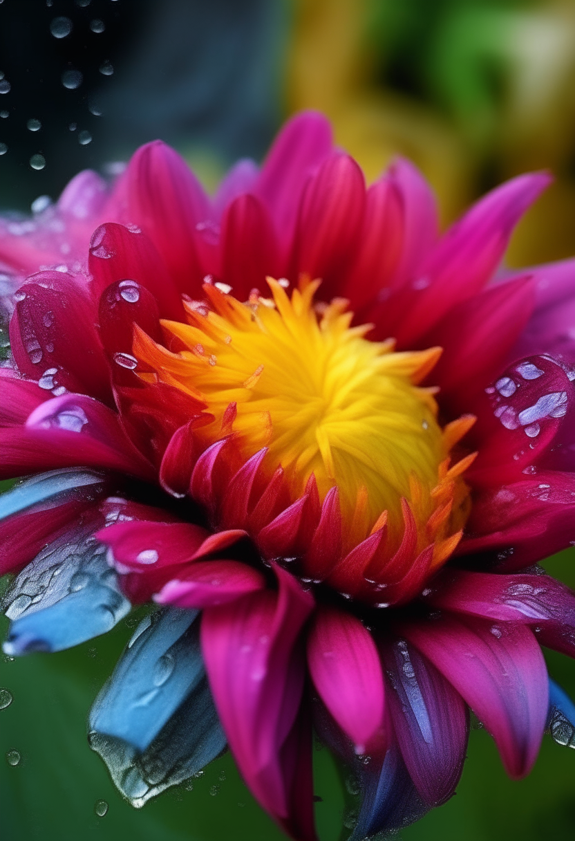 A beautiful flower blossoming splashes of colour