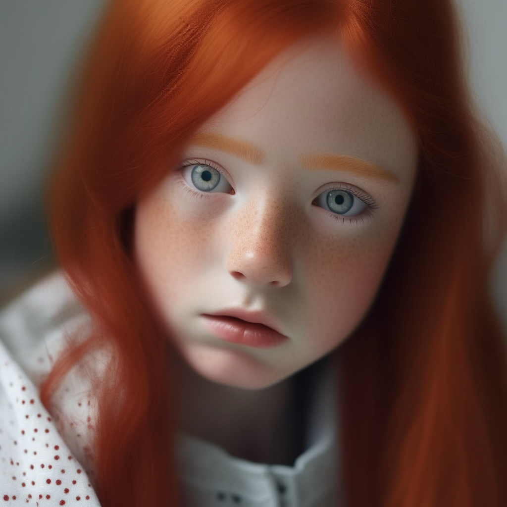 GIRL RED HAIR FRECKLES WITH DOLL