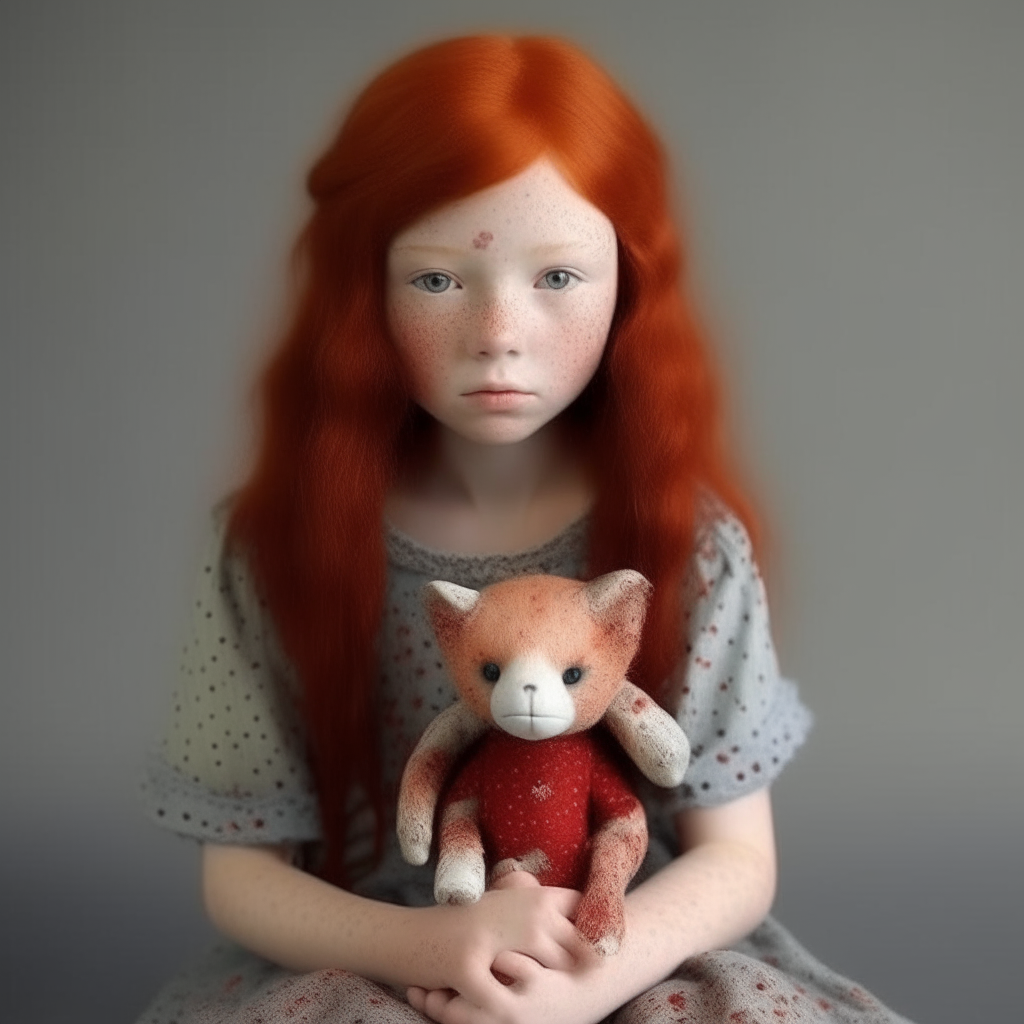 GIRL RED HAIR FRECKLES WITH DOLL FULL BODY