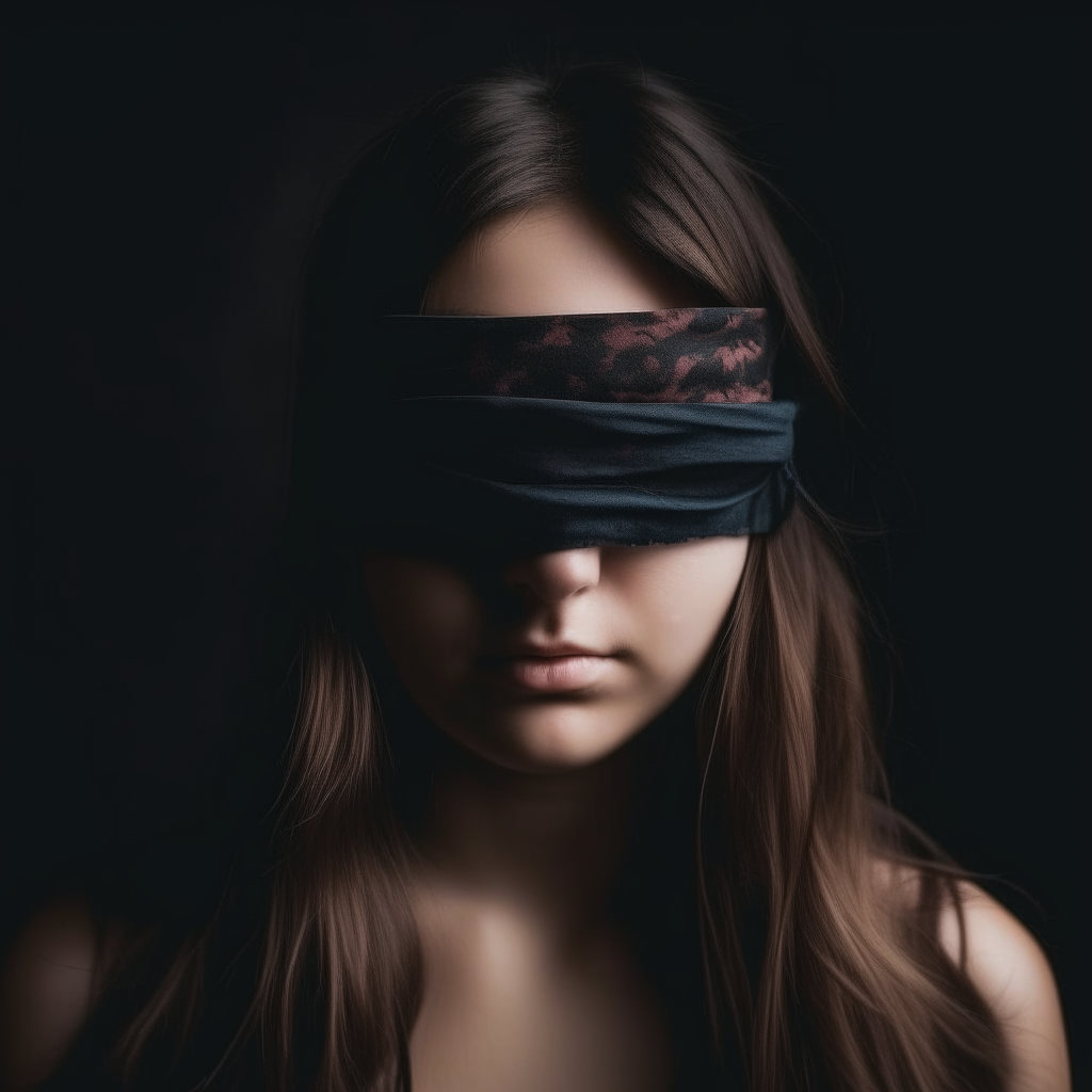 GIRL BLINDFOLDED FACING CAMERA