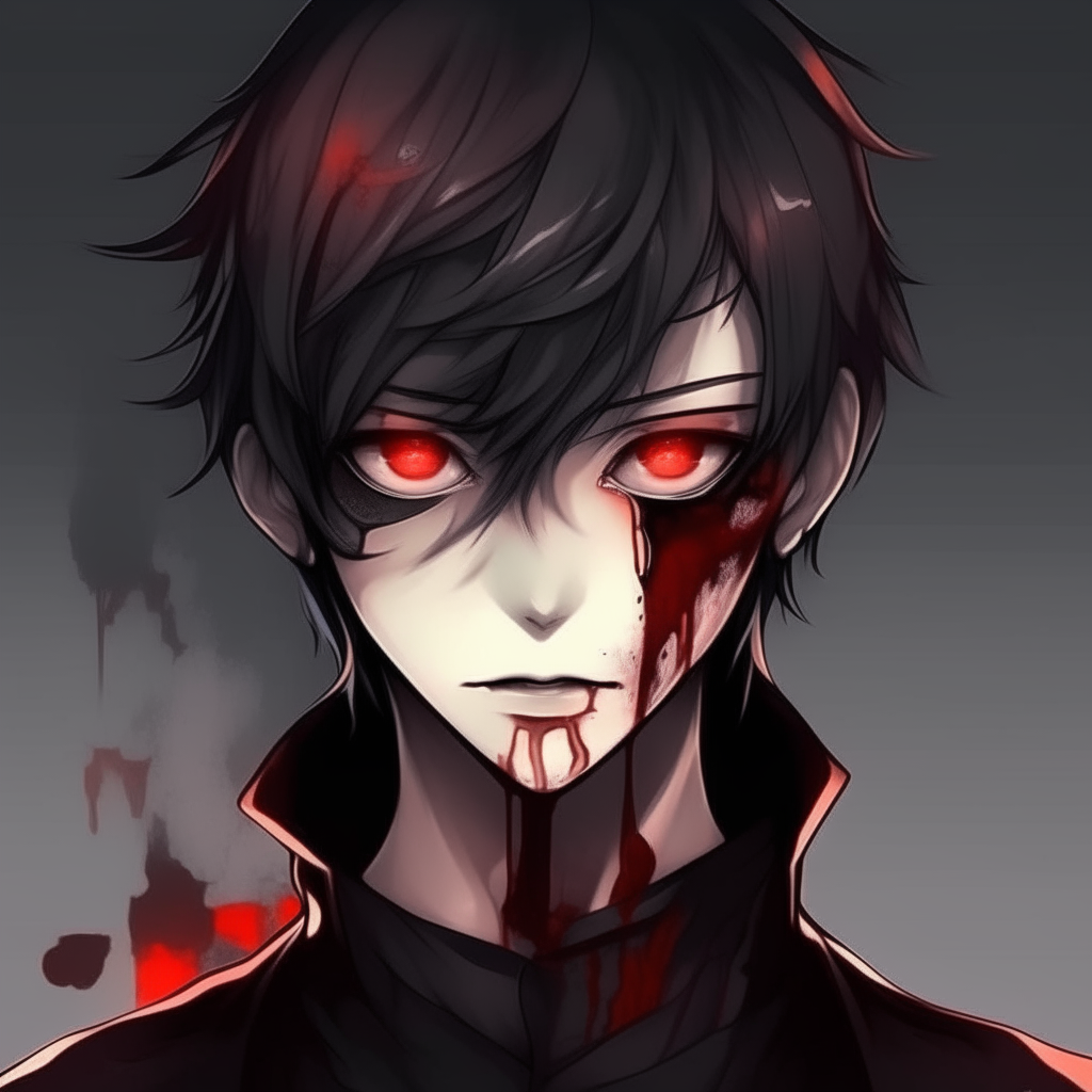 Create me Blood valve anime boy with black colour 