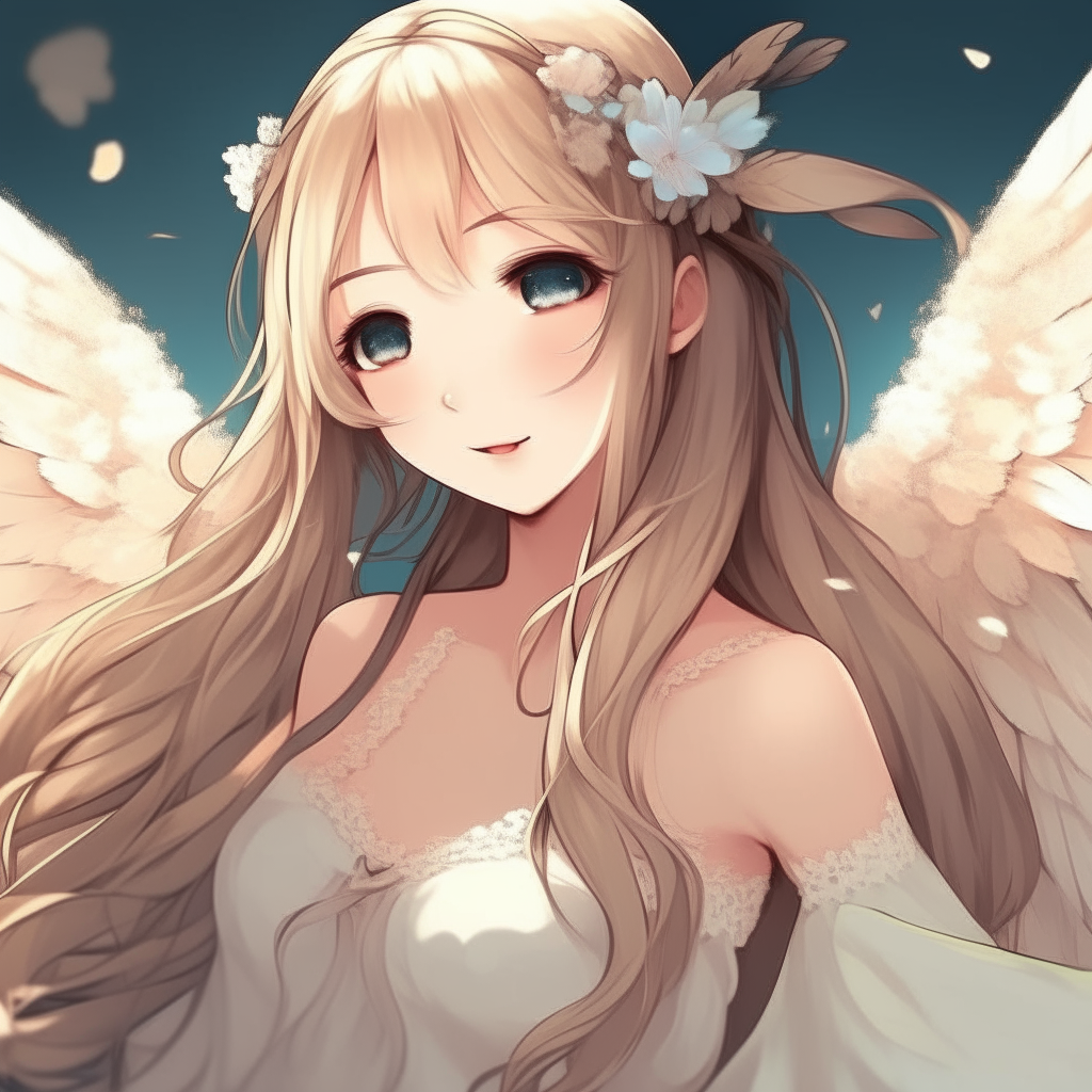 Create me pretty angel anime with 