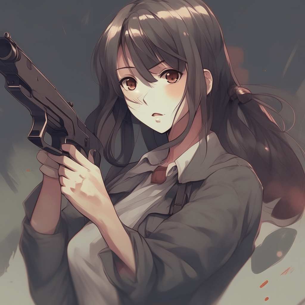 Create me Crazy woman anime, with her gun