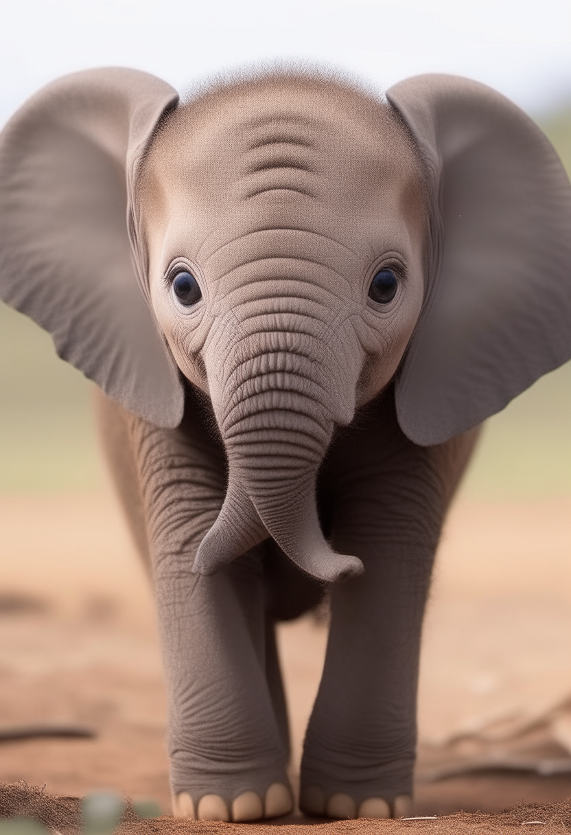 A cute baby elephant with big ears