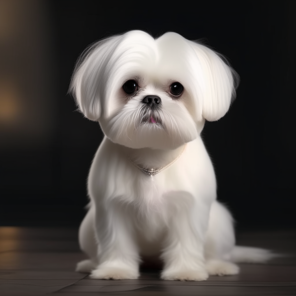 a cute realistic white Maltese dog sitting down facing the camera a cute realistic white Maltese dog sitting down facing the camera, perfect lighting