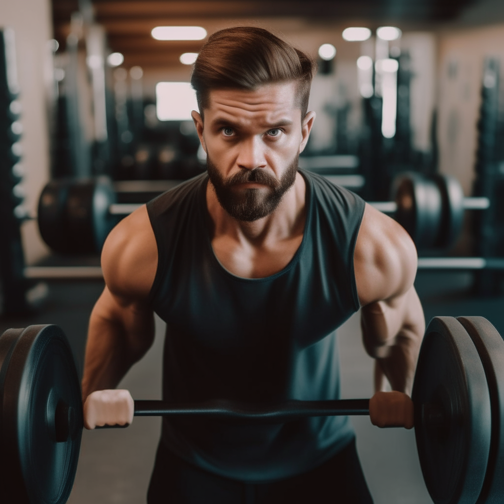 a guy lfting weights facing camera