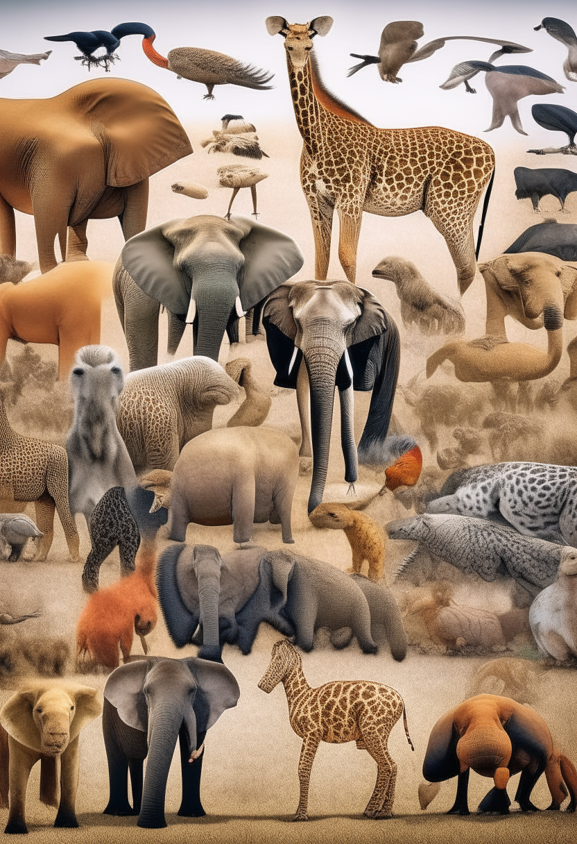 100 African Animals in one image