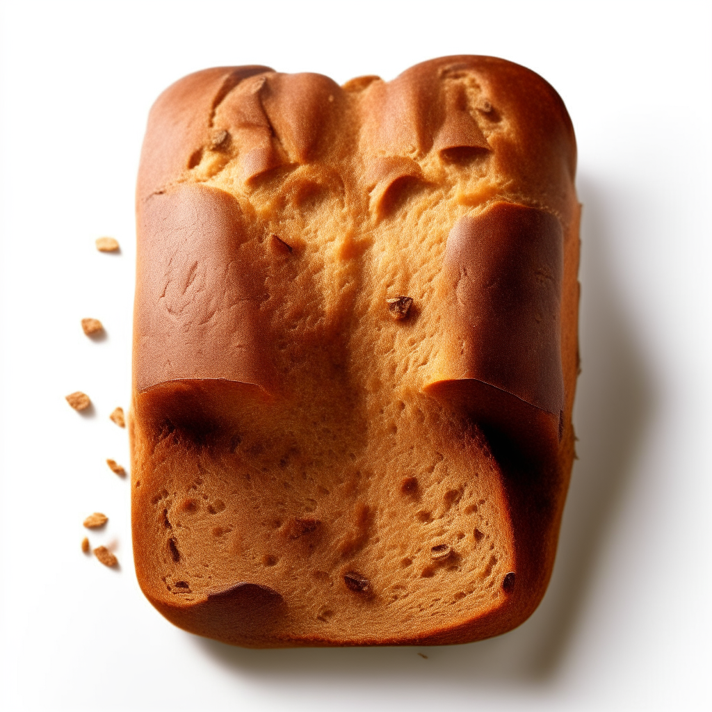 Pumpkin pie spice bread on a white background, extremely sharp focus, overhead studio lighting