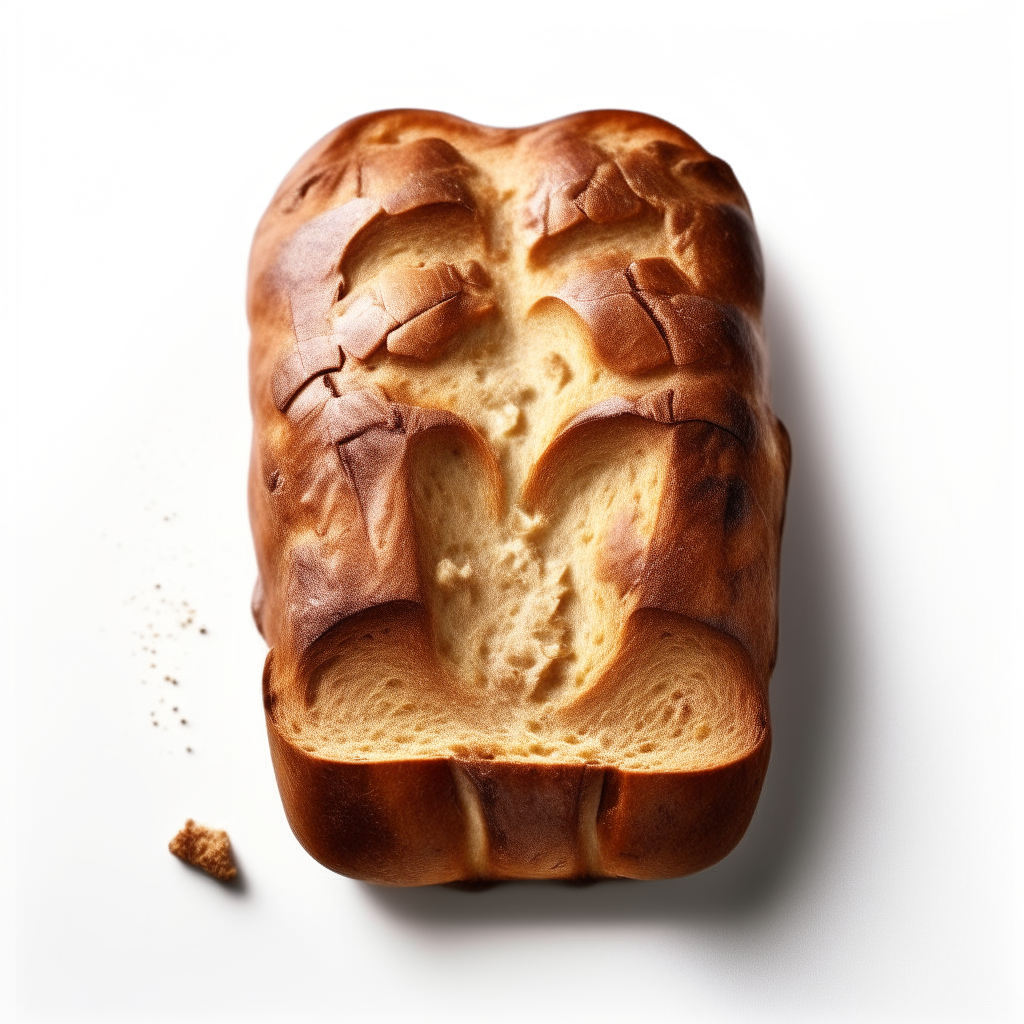 Five-spice sweet bread on a white background, extremely sharp focus, overhead studio lighting