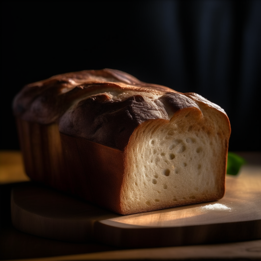 Five-spice sweet bread with window lighting from the side, razor sharp focus, on a wood surface