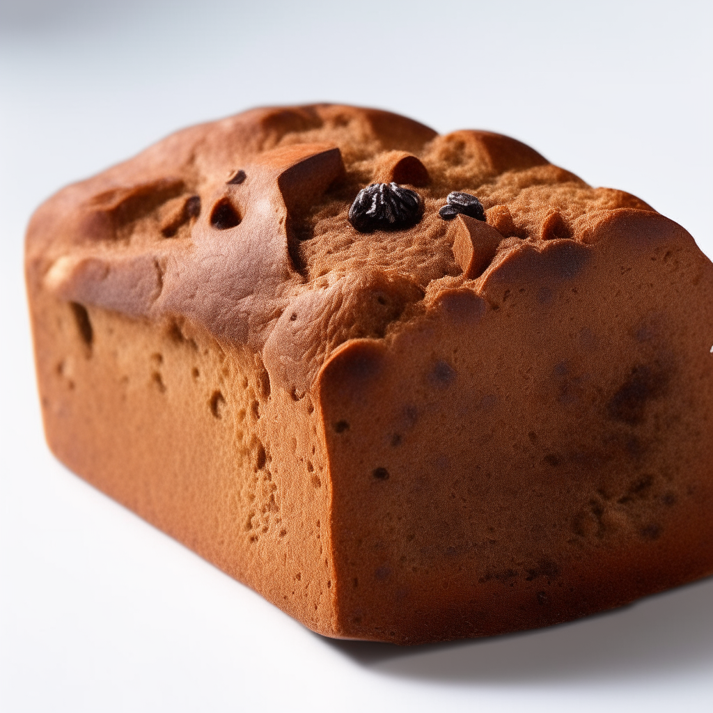 Cinnamon raisin gluten free spice bread on a white background, extremely sharp focus, overhead studio lighting