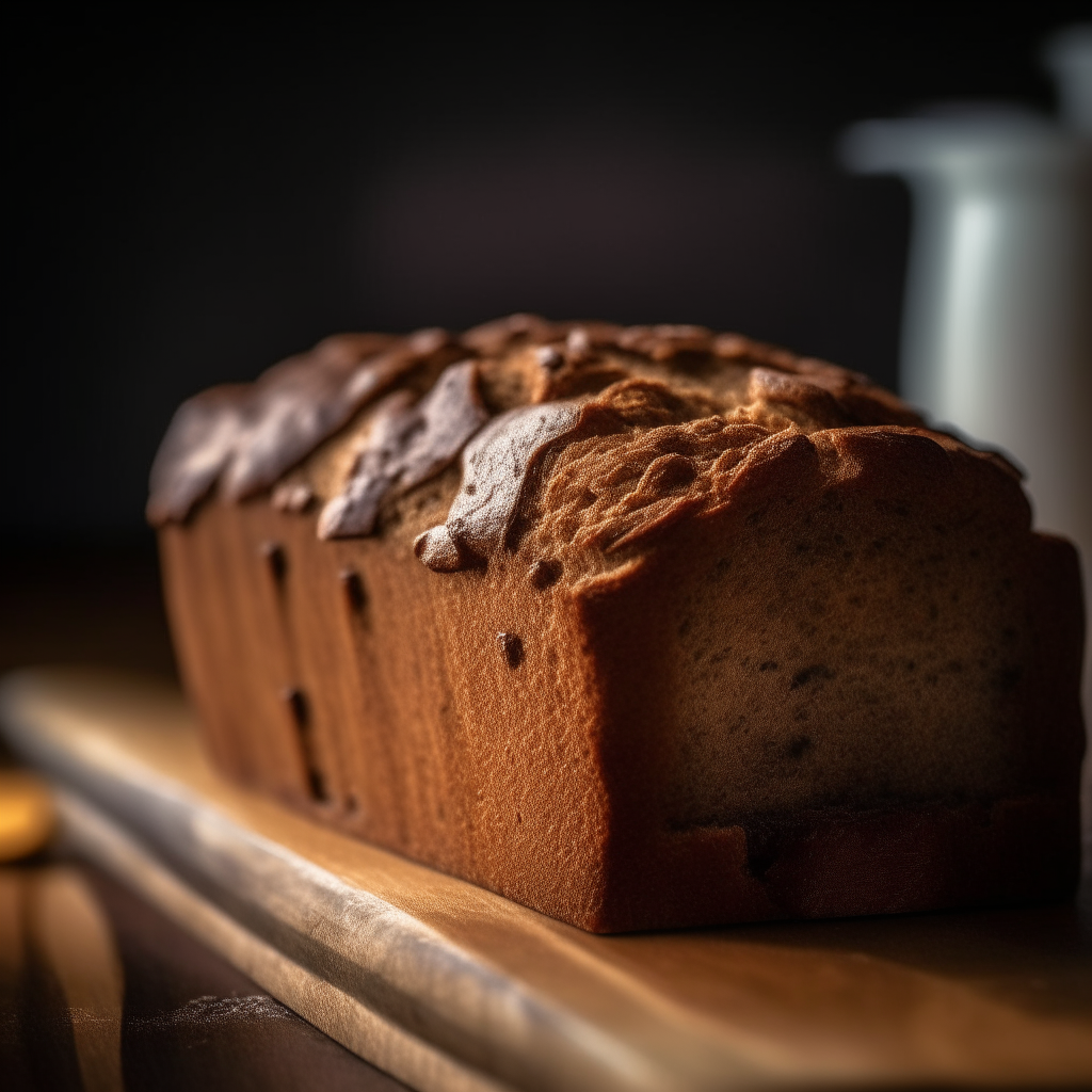 Cinnamon raisin gluten free spice bread with window lighting from the side, razor sharp focus, on a wood surface